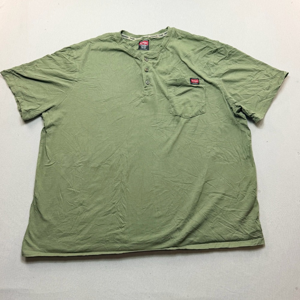 Wrangler Henley Shirt Mens Double Extra Large Green Excellent Workwear Pocket